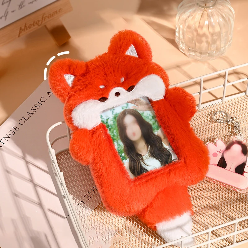 Y Cute Little Fox Card Set Photo Card Holder Plush Photo Card Packaging Supplies Photo Card Protective Case Keychain