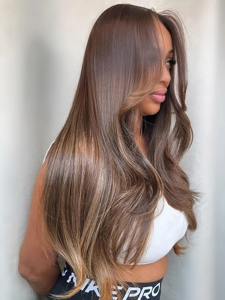 Balayage Bruin Blond Hoogtepunt Body Wave 13X6 Lace Front Pruiken Menselijk Haar Transparant 13X4 Kant Frontale menselijk Haar Pruik voor Vrouwen - afbeelding 2