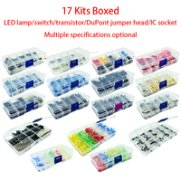 17 kinds of kit box LED3MM5MM/310PCS620PCS/TO-92/screws/IC sockets/switches/keys Boxed LED lamp/transistor/DuPont jumper head
