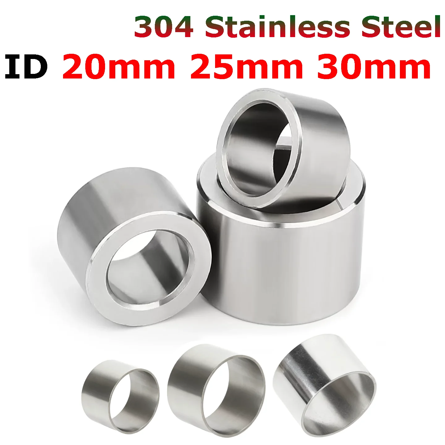 Inner Dia 20mm 25mm 30mm 304 Stainless Steel Bushing Washer Round Hollow No Thread Standoff Spacer Sleeve OD 23-40mm L=2-60mm
