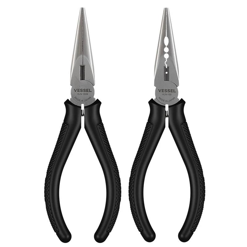 VESSEL Precision Long Reach Needle Nose Pliers with Muti-Purpose of Wire Cutting, Bending, Crimping