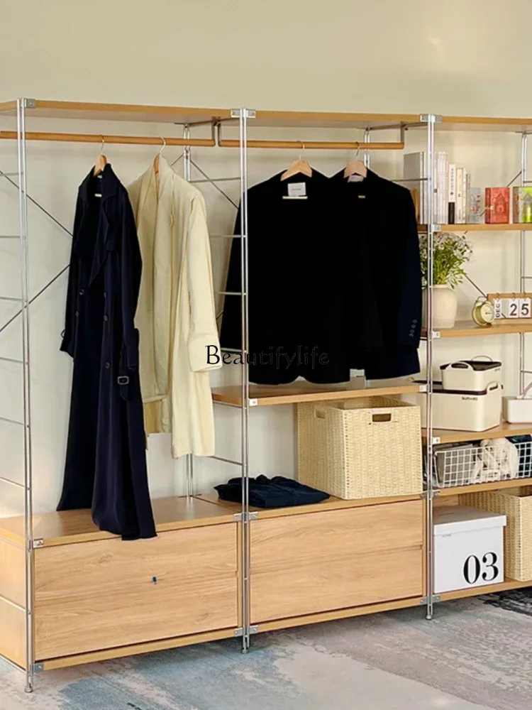 

GG8Stainless steel rack floor-to-ceiling open storage hanging clothes multi-layer combination rack