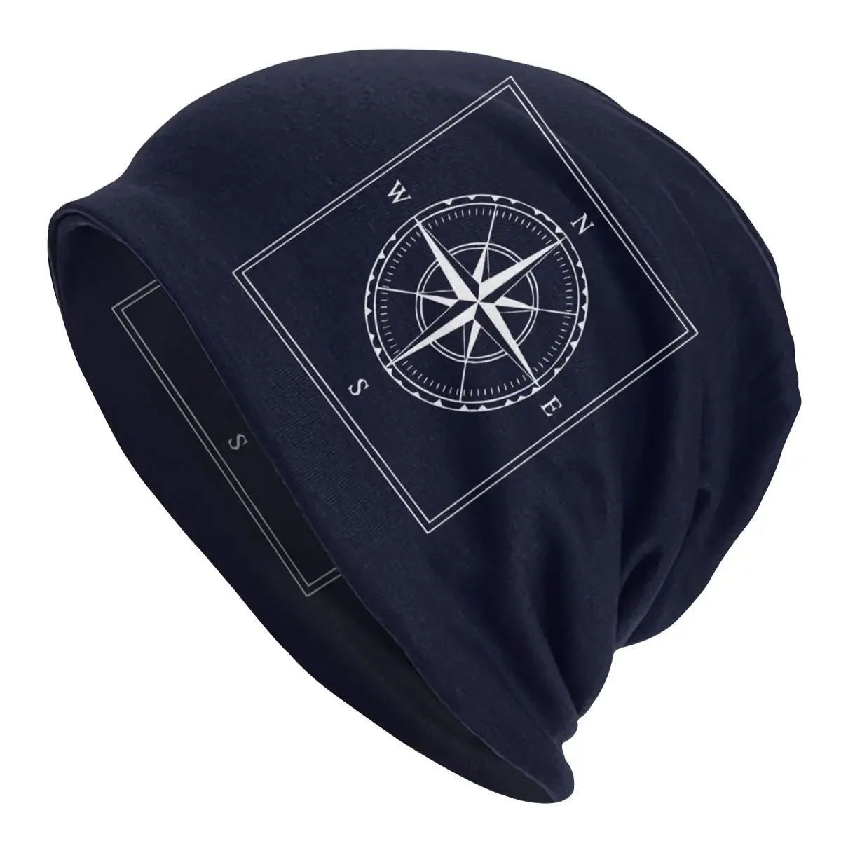 Navy Blue And White Skullies Beanies Sailing Ships Marine Ocean Hat Cool Outdoor Unisex Caps Adult Dual-use Bonnet Knit Hat