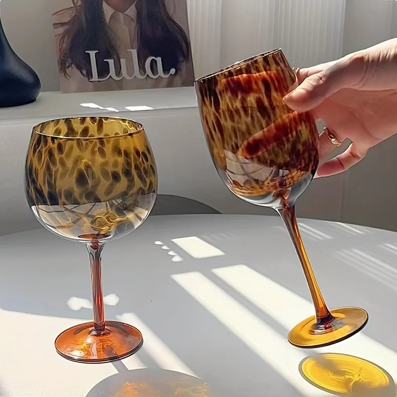 Leopard Print Upscale Banquet Party Wine Glass Burgundy Bordeaux Style Extremely Thin Masterly Craft Perfect Flawless Goble