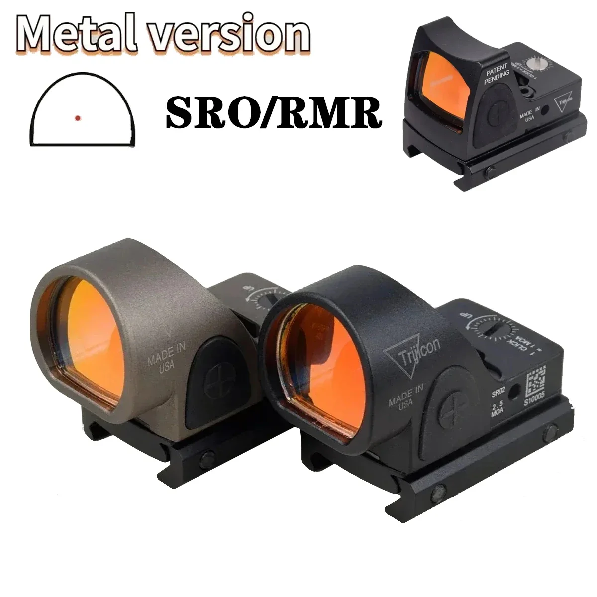 Metal Trijicon RMR SRO MRO Red Dot Sight Tactical Glock Mount Pistol Rifle Compound Sight Reflection Hologram Riflescope hunting