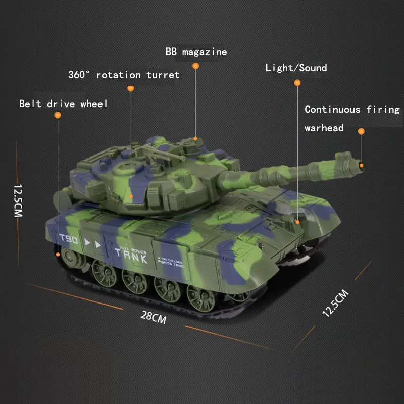 RC Battle Tank Shoot BB Bullets Remote Control Shooting Tank USB Charge With LED Sound Military War Game Electronic Car Boy Gift