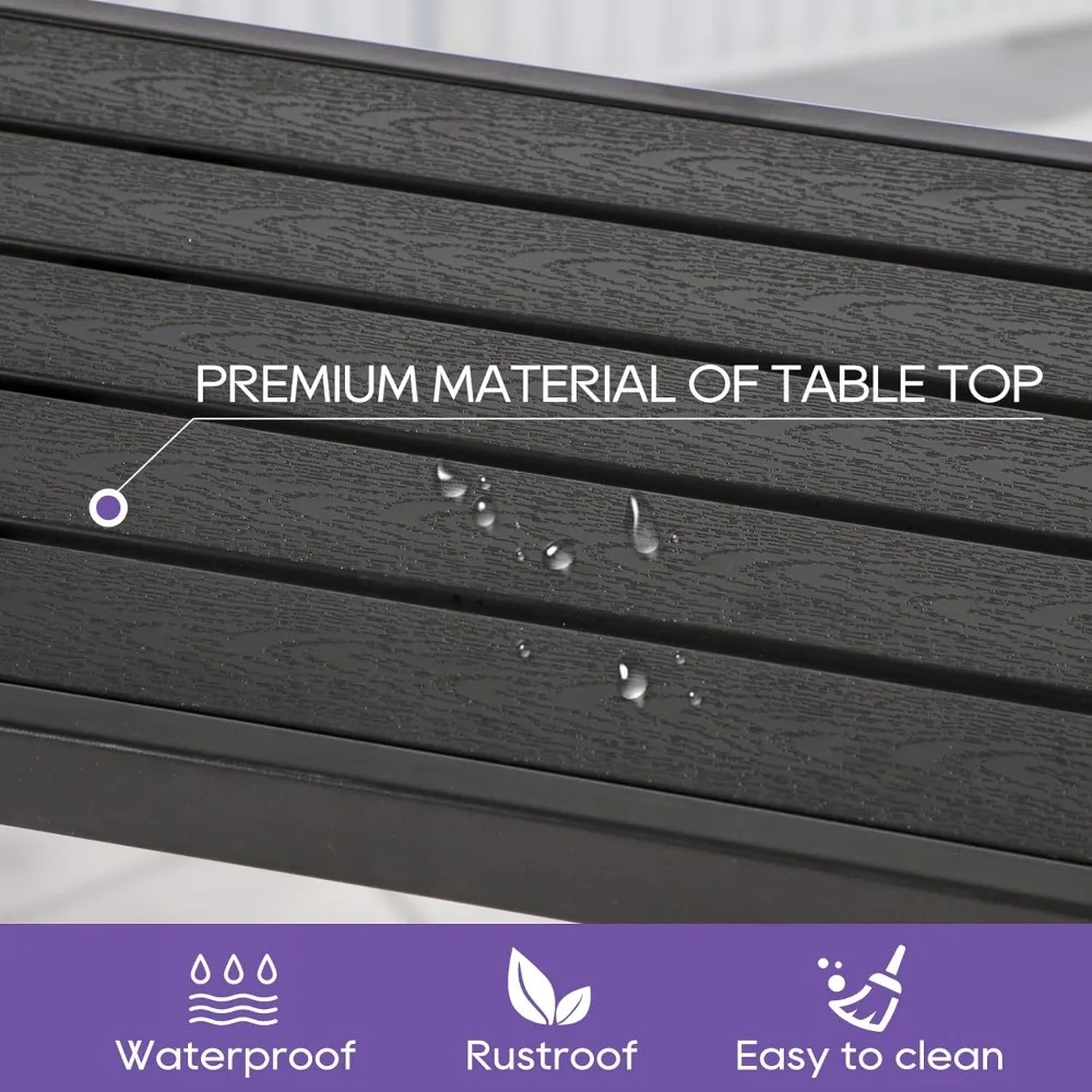 Outdoor Bar Table, 63 Black Patio Counter Height Bar Table, Outdoor Console Table with Weather Resistant Waterproof Top for Hot