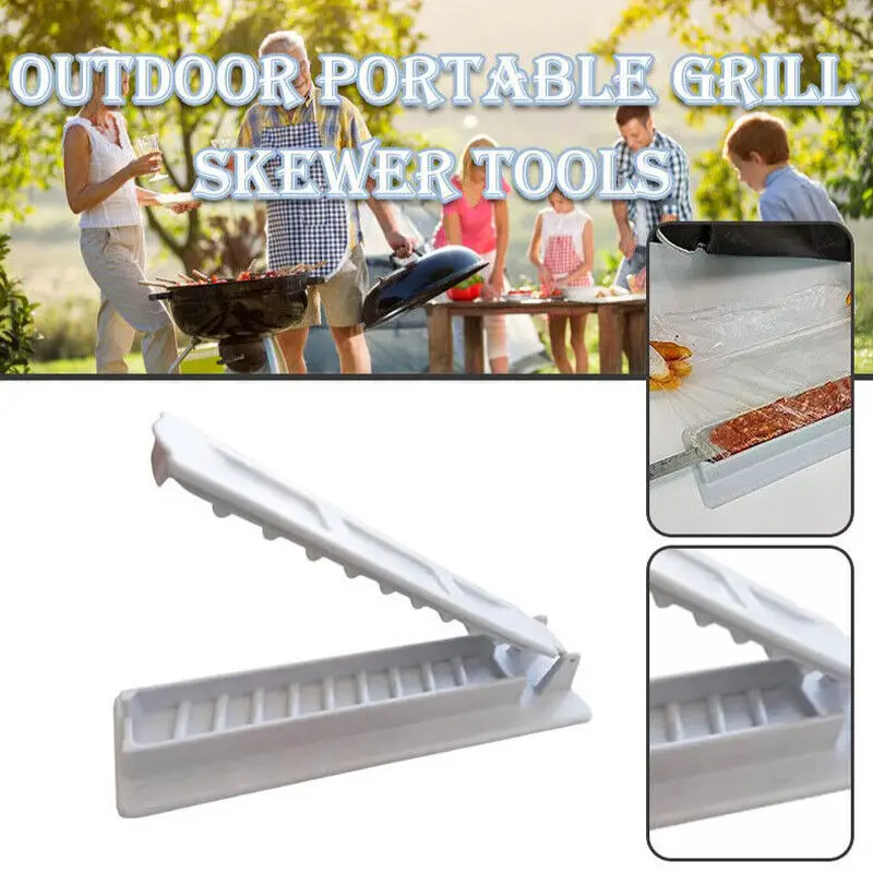 

1PC/2PCS BBQ Meat Kebab Maker Removable Portable Folding Barbecue Tools Plastic Press Mould Manual Kebab Camp Cooking Supplies