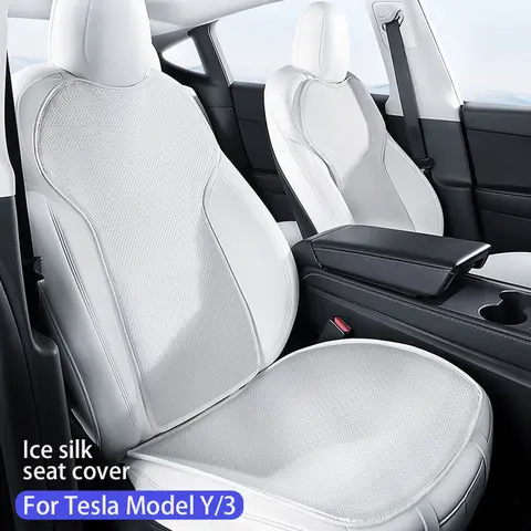 테슬라 모델 y 모델 3 용 아이스 실크 시트 커버, 2025-2018 환기, 방열 얼룩 방지, 화이트 인테리어 액세서리