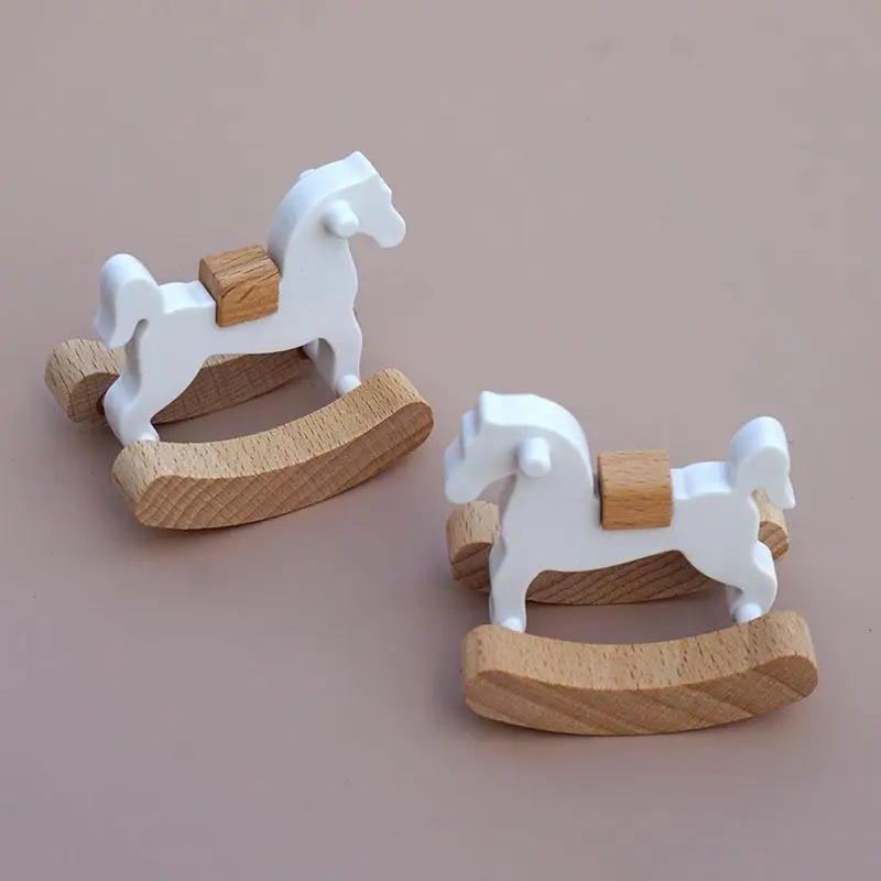 Mini Rocking Horse Toy Model, Simple Small Rocking Horse, Doll Decor Accessory, Dollhouse Ornament, Home Decoration