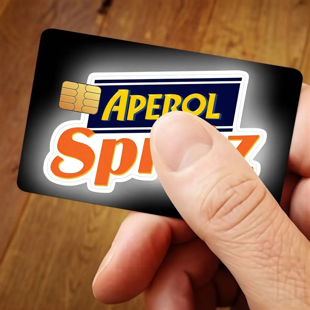 Aperols Spritz Credit Card Public Transportation Cards Sticker Waterproof Card Face Decoration 4PCS