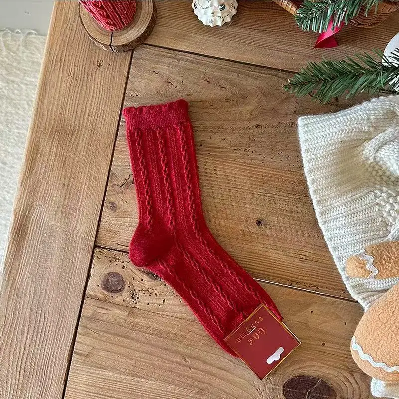 Süße Weihnachtssocken mit gepunkteter Schleife für Damen, weiche Baumwoll-Blumenstrick-Crew-Socken, für den täglichen Gebrauch, JK-Uniform, süße Freizeitoutfits – Detail 11