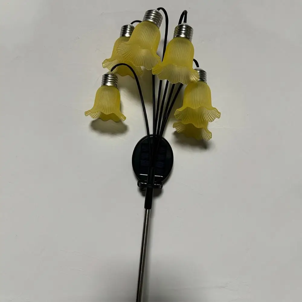 Bellflower Flower Flowers Solar Garden Light Realistic Flexible Stems 6 Heads LED Simulated Light Solar Powered Removable