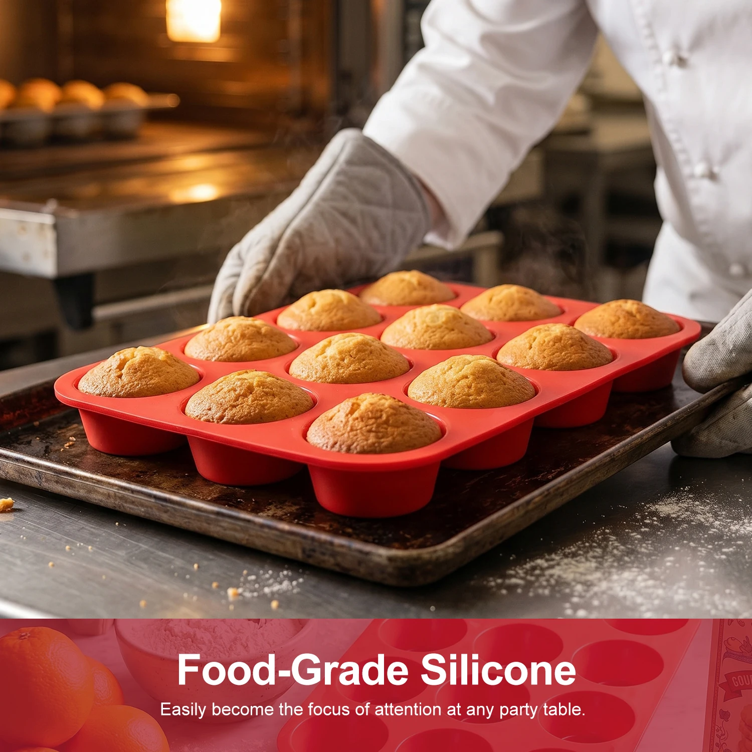 12 Cups Silicone Muffin Pan - Nonstick Cupcake Pan 1 Pack Regular Size Silicone Mold for Baking