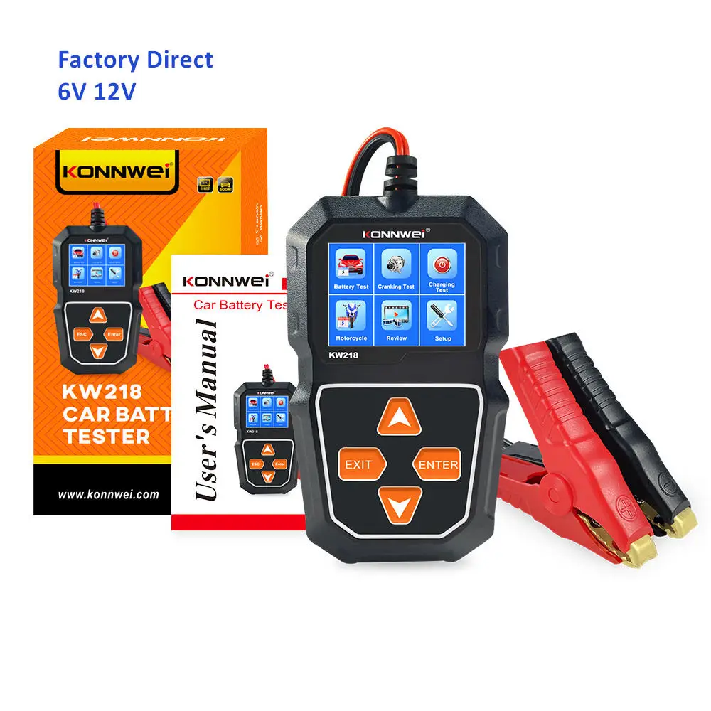 KONNWEI KW218 6V 12V Probador de Baterías para Coche y Motocicleta, Analizador del Sistema de Baterías, Herramientas de Prueba de Carga y Arranque, testador de bateria