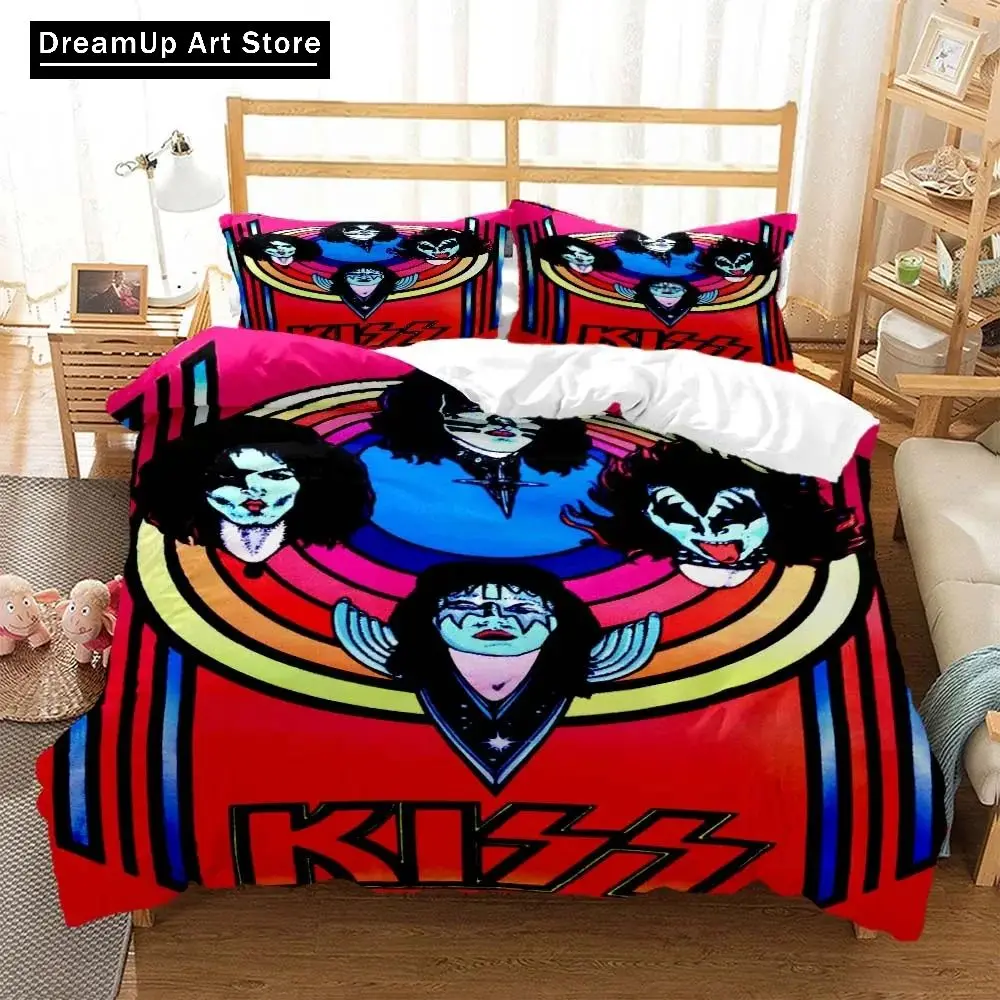 3D Print Fashion Kiss Band Rock Bedding Set Boys Girls Twin Queen Full Size Duvet Cover Pillowcase Bed Adult Bedroom