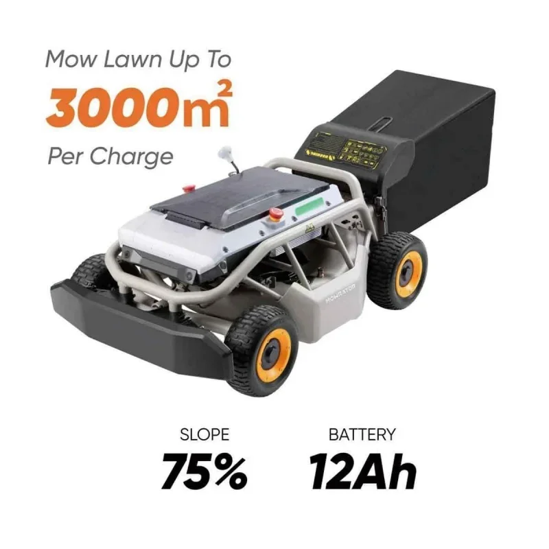 Remote Control Crawler Lawn Mower, Battery Powered Intelligent Garden Weeder for Sloped Orchard Lawn Cutting