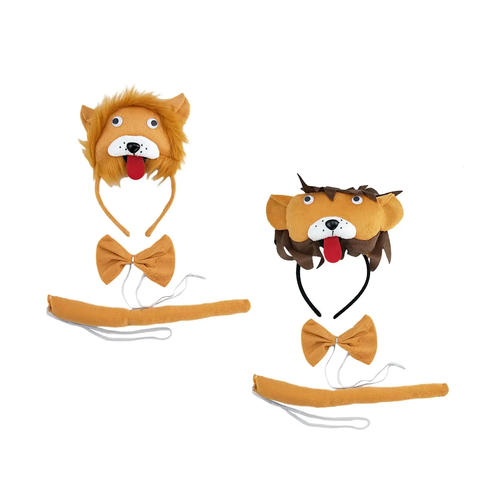 Kids Halloween Animal Costume Set Headdress Ears Headband Tail Lion Costumes