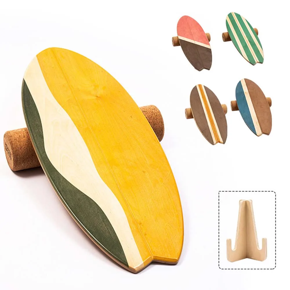 With Bandage Surf Yoga Twisting Fitness Core Workout For Abdominal Waist Leg Muscle Roller Wooden Balance Board