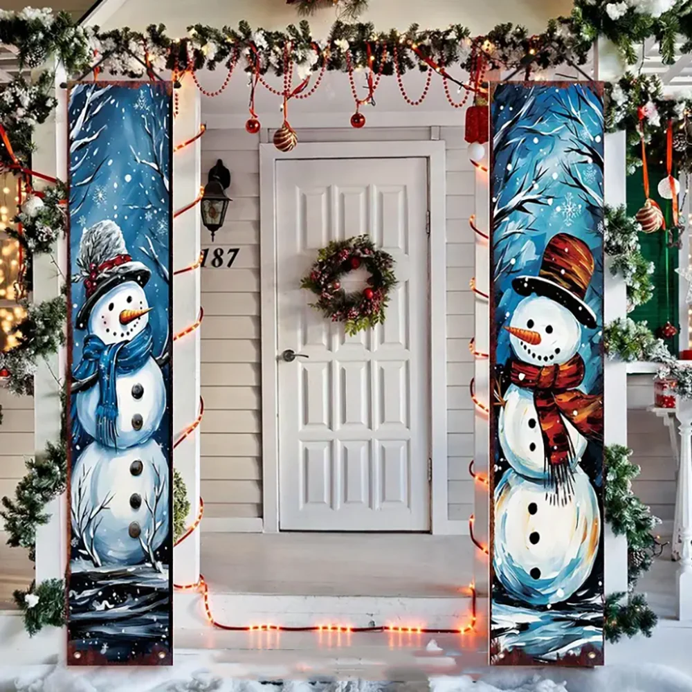 

Santa Claus Merry Christmas Xmas Tree And Wreath Indoor Outdoor Couplet Door Banner Party Decoration New Year 2026 Banner Gifts