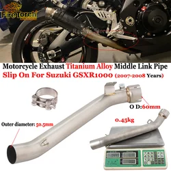 Slip On For Suzuki GSXR1000 GSXR 1000 K7 K8 2007-2008 Motorcycle Exhaust Escape Titanium Alloy Middle Link Pipe Moto Muffler