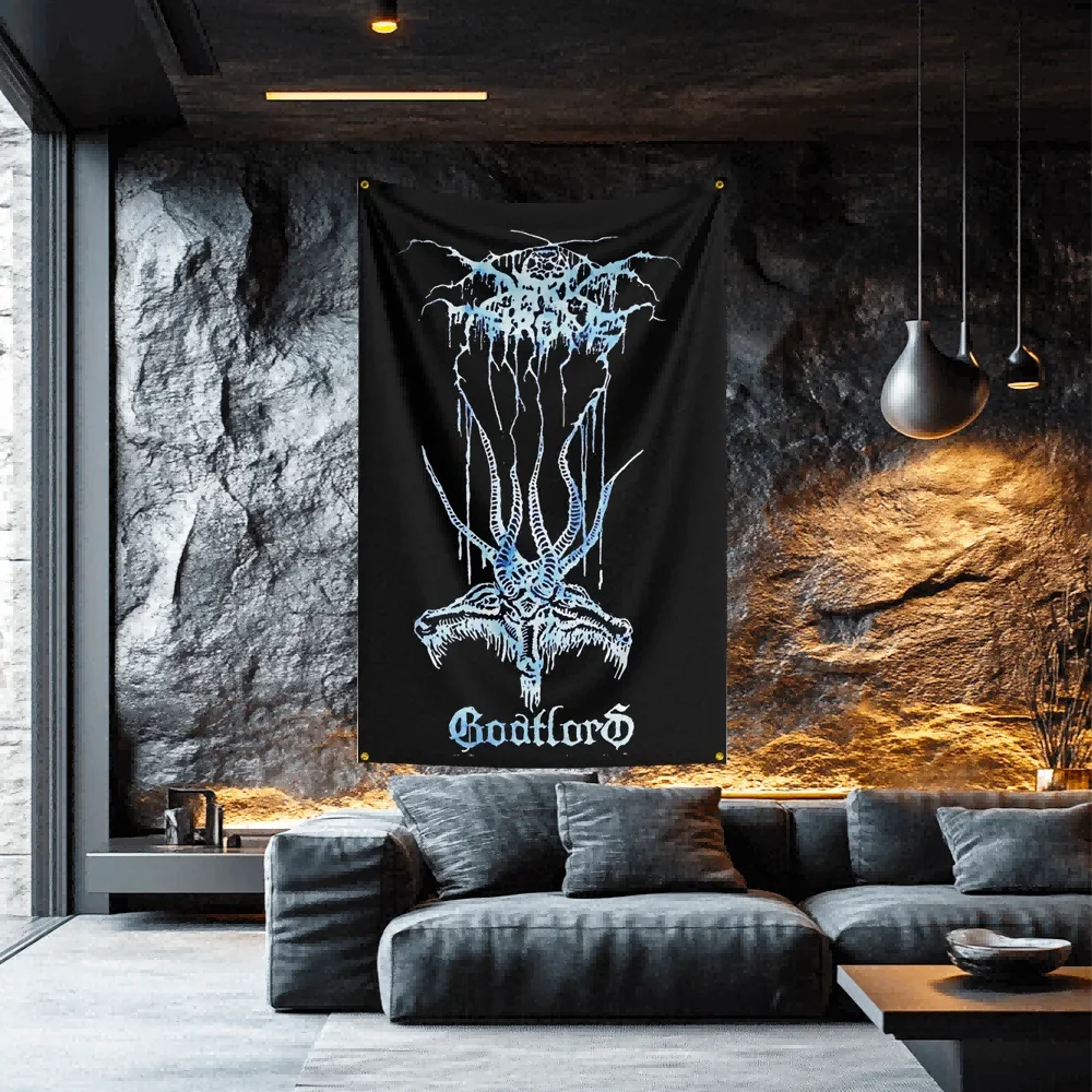 Darkthrone Inspired Retro Flag  Polyester Banner For Bedroom Wall Decor Vintage Music Lover