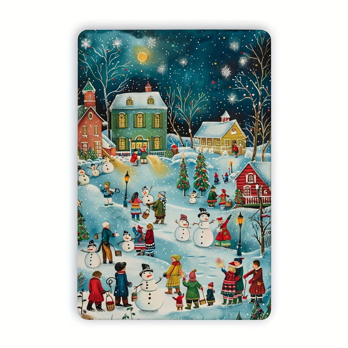 Vintage Village Weihnachten Metallic-Blechgemälde – 20,3 x 30,5 cm Wanddekoration für Zuhause, Schlafzimmer, Kneipe, Café, Bibliothek und Garage, Dekoration