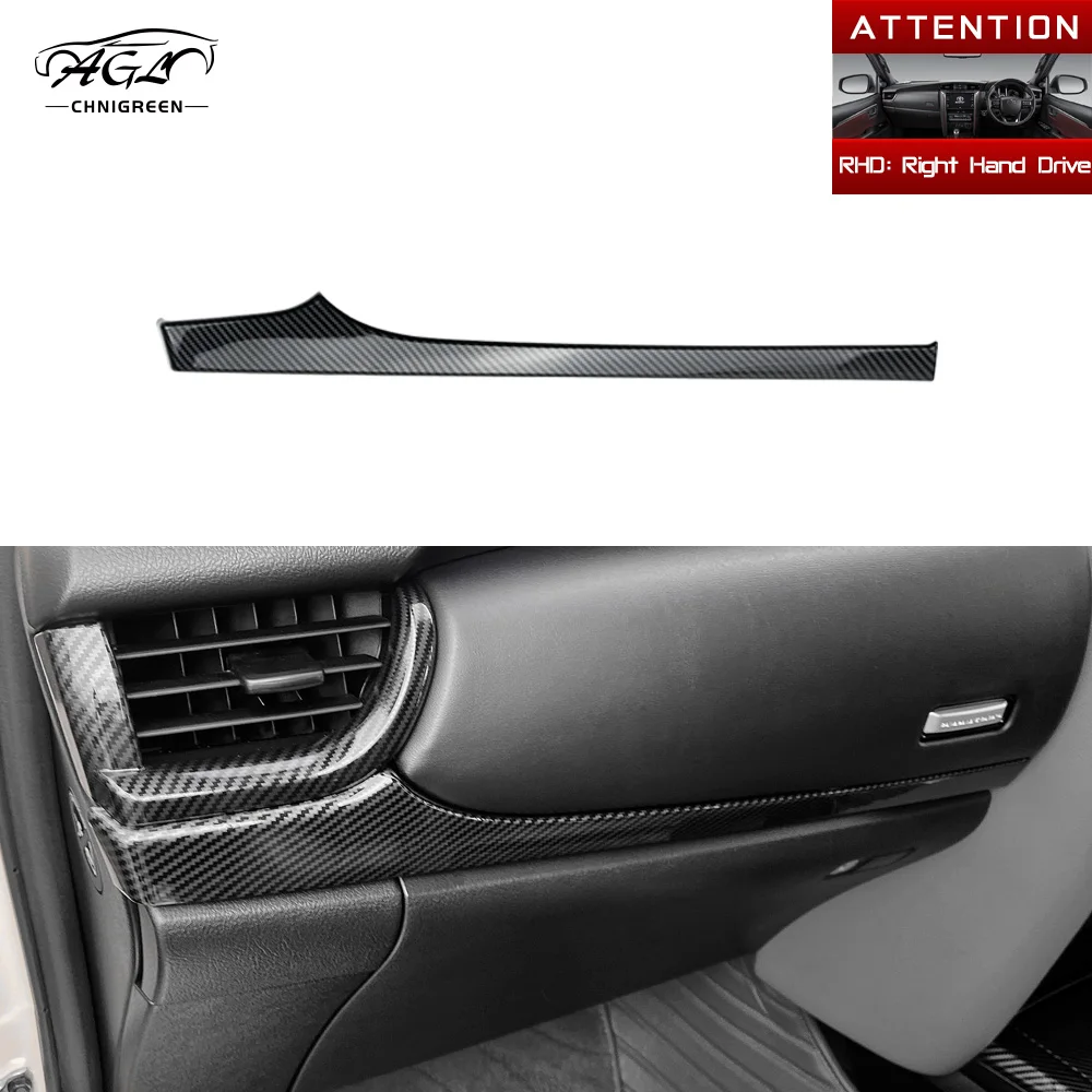 1pc ABS Carbon Fiber Color Co-Pilot Panel Strip Cover Decorative Trim for Toyota Fortuner 2016 2017 2018 2019 2020 2021 2022
