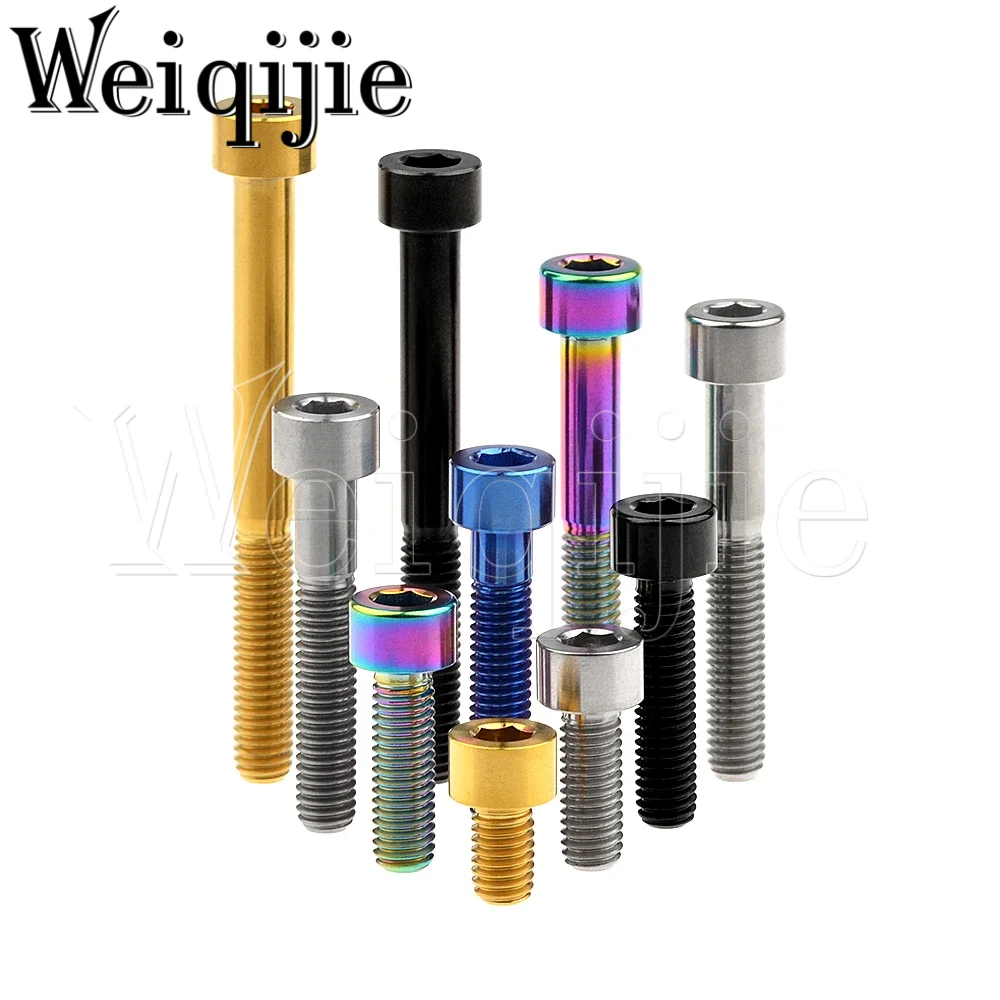 Weiqijie Titanium Bolt M5/M6X10/12/15/16/18/20/23/25/30/35/40/45/50/55/60/65mm Seatpost Overhead Brake Allen Key Screw for Bike