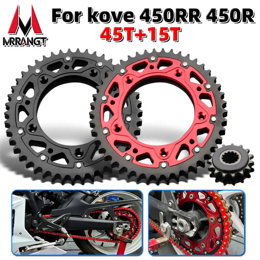 

MRRANGT Chainring Kit Designed for Kove 450RR/450R, Includes 15T Front Chainring and 45T Rear Chainring, Motorcycle Accessories