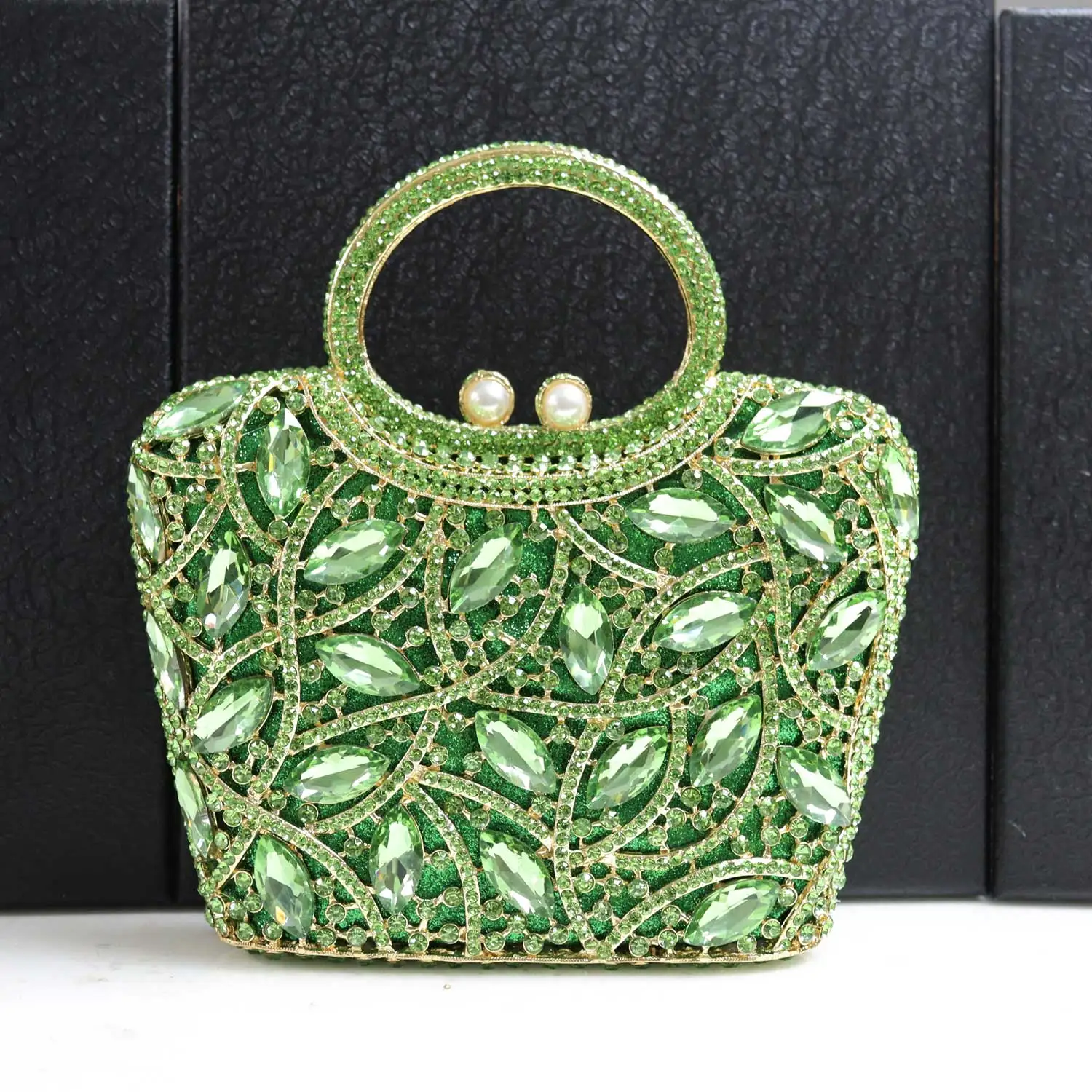 KHNmeet Green Metal Crystal Mini Tote Handbags for Women Evening Bags Luxury Party Purse Wedding Prom Dinner Bags sm278