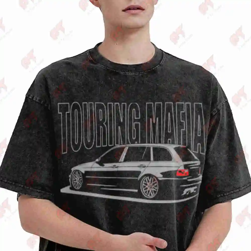 E46 Touring Mafia Estate Station Wagon Vintage Washed Tee Pure Cotton T-Shirt