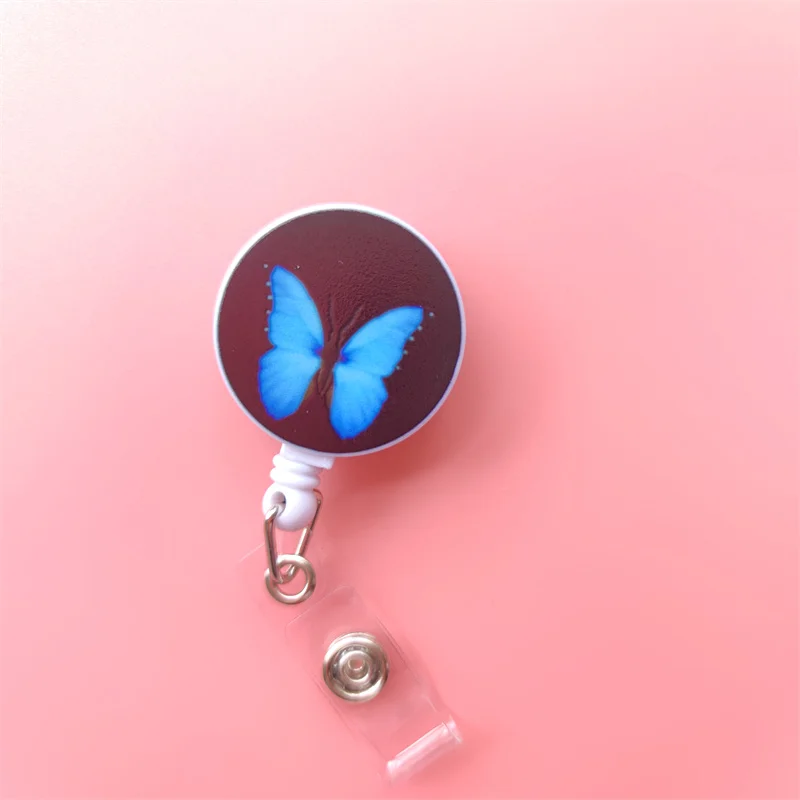Schmetterling einziehbarer Ausweishalter Reel Clip Leopardenmuster Krankenschwester Ausstellungskartenhalter Frau Arzt Ausweis Kette Clips – Detail 36