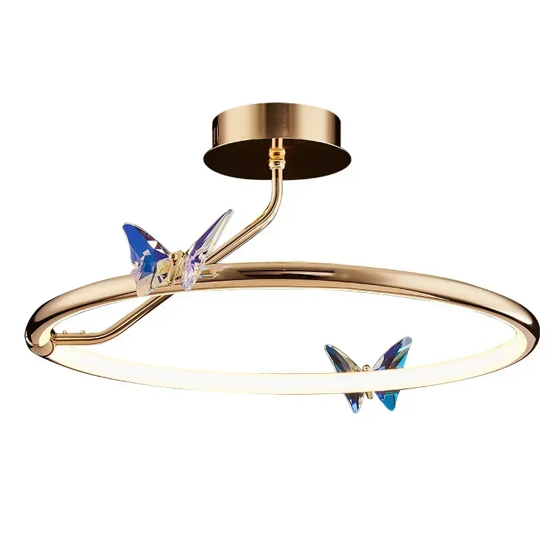 Gold Ring LED Ceiling Lights Butterfly Lighting Fixtures Hotel Room Clothes Store Office Foyer Restaurant Hang Lamp Loft Deco