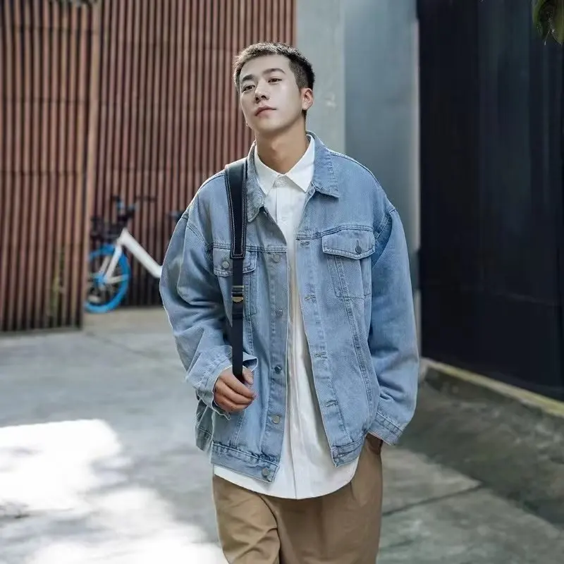 

Джинсовая куртка Waed для подростков и мужчин, осенняя новинка, большой размер 300, простой дизайн, крутая и верхняя одежда Haome