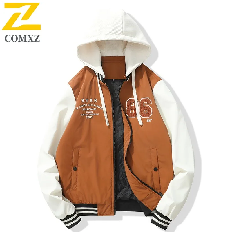 

COMXZ Куртка Мужская осенне-зимняя модная ветрозащитная куртка с капюшоном Легкая велосипедная куртка для бега Спортивное пальто Дышащая минималистичная верхняя одежда