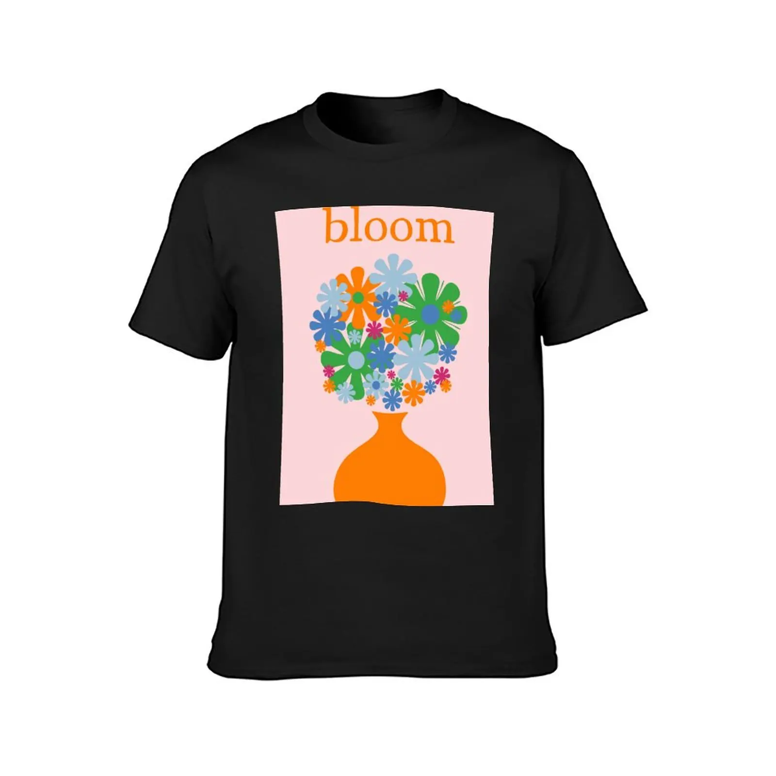 Bloom Retro Flowers in Vase T-Shirt customs graphics men workout shirt