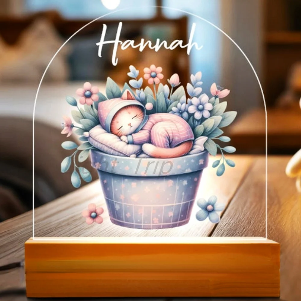 Personalized Safari Babies Night Lamp Custom Baby Birth Animal Lamp with Warm/RGB Lighting for Kids Bedroom Table Decor 36 Style