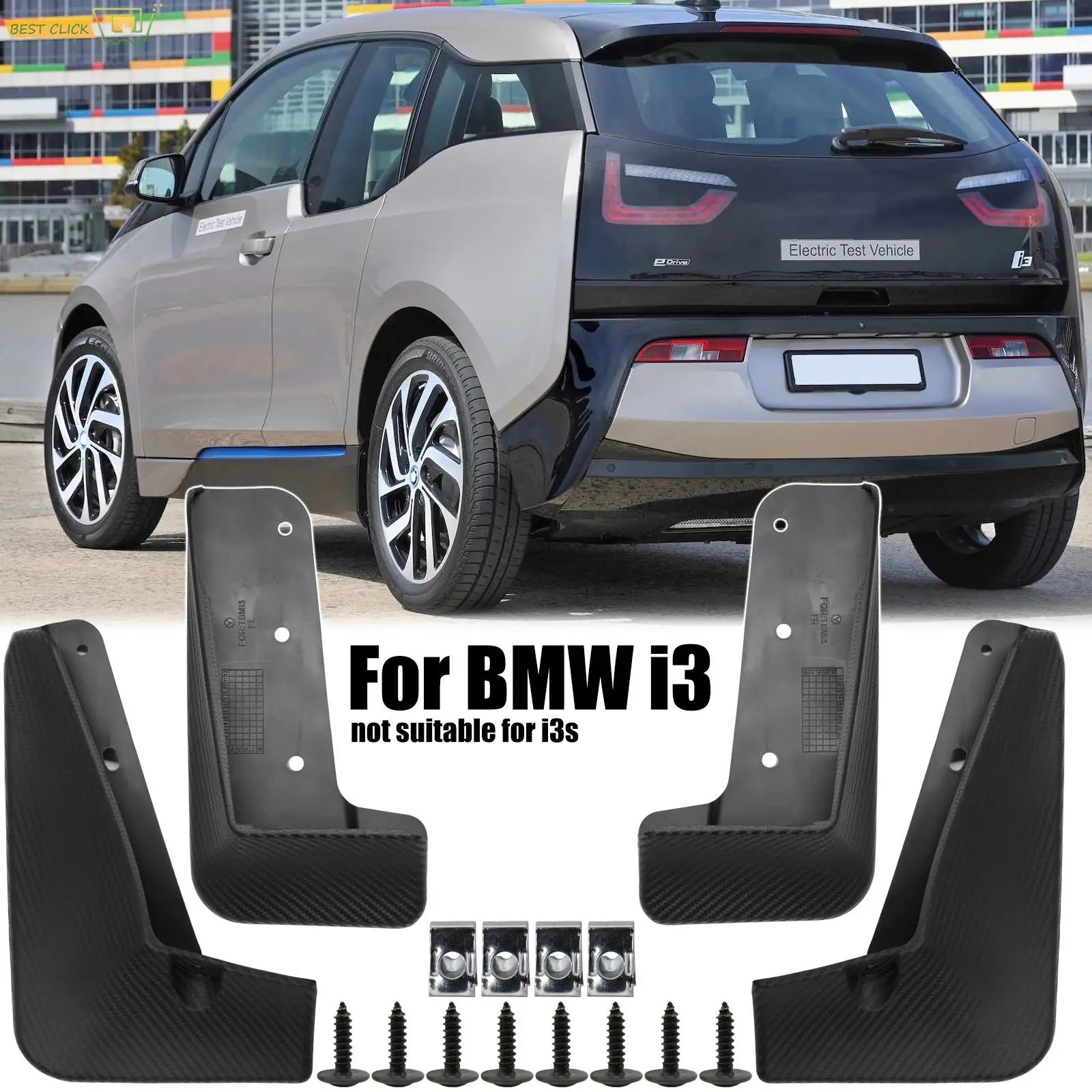 

4pc Set For Bmw I3 2013-2021 Molded Mud Flaps Splash Guards Mudguards Fender Electric Styled Molded Car Flares Replacement Auto