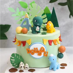 Jurassic Theme Cake Topper Cartoon Dinosaur Tyrannosaurus Rex Ornament Kids 1st Birthday Party  Cake Decoration Baby Shower Boys