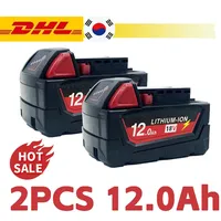 18V 12.0Ah for Milwaukee M18  Lithium Battery 48-11-1860 48-11-1850 48-11-1840 48-11-1820 Built-in 18650  Rechargeable Batteries