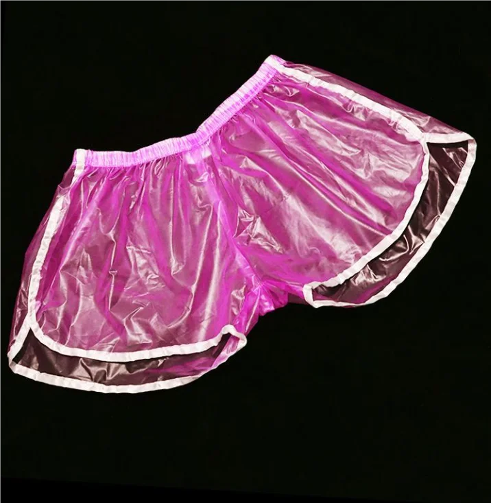 

Сексуальные парные полупрозрачные шорты-боксеры из ПВХ с закругленными краями, свободные мягкие гладкие герметичные трусики-подгузники больших размеров