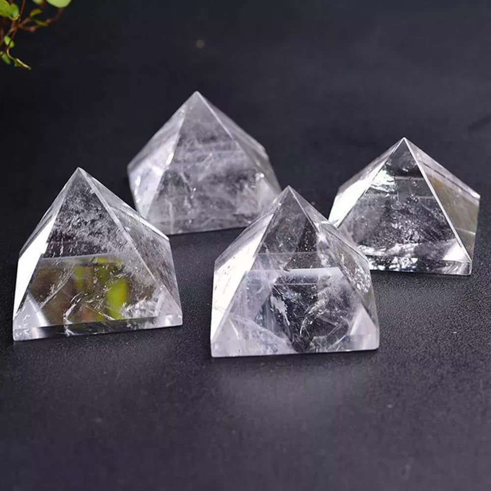 Natural Gemstone Clear Quartz Crystal Energy Healing Tower Pyramid Reiki Decor
