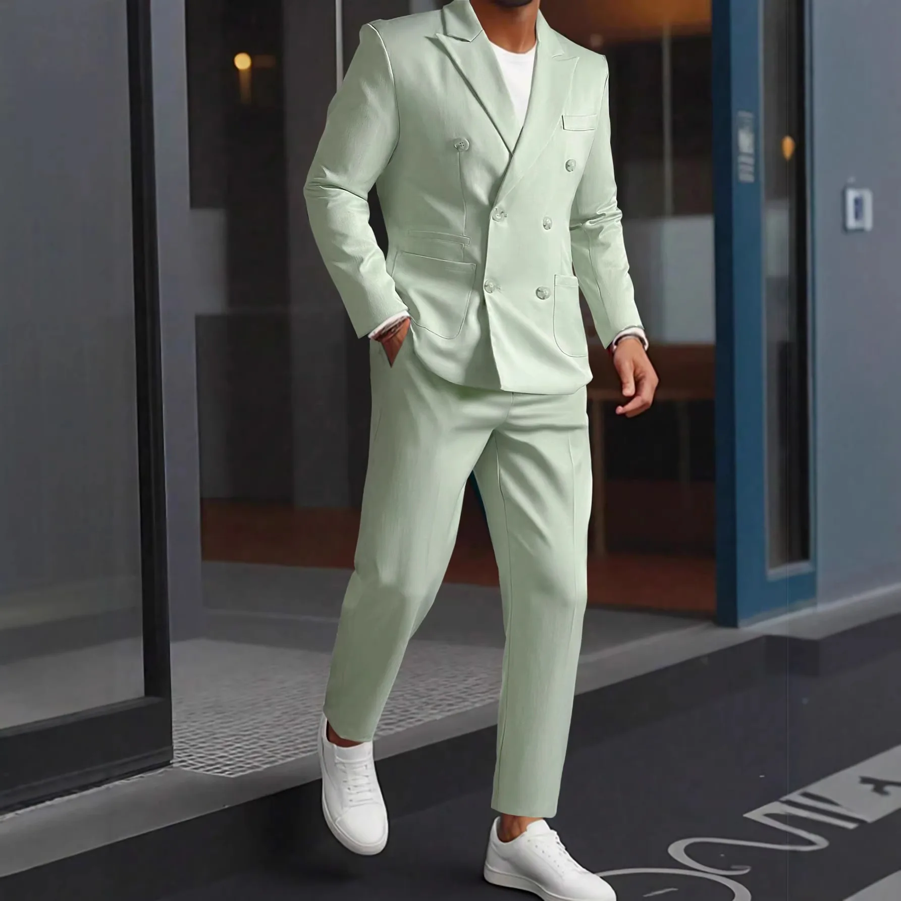

2026 New Men's Suit Elegant Slim Fit Blazer & Trousers Set Modern Solid Color Evening Party 2-Piece Outfits Formal Gown