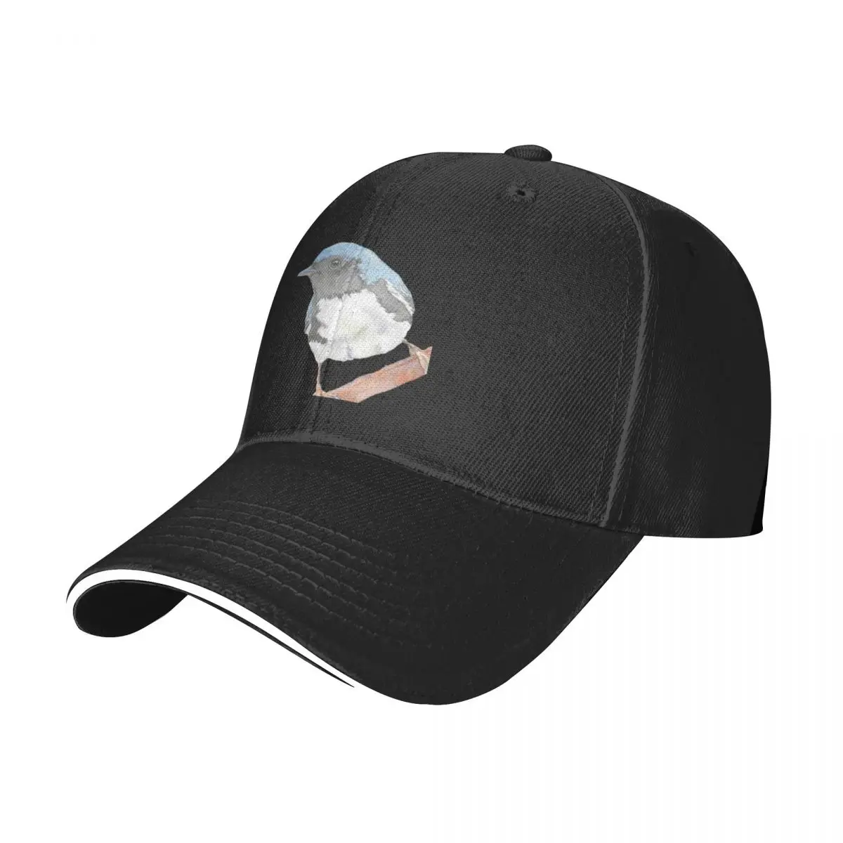 black-throated blue warbler passerine bird watercolor portrait Baseball Cap Golf Hat Brand Man cap Men Caps Women's