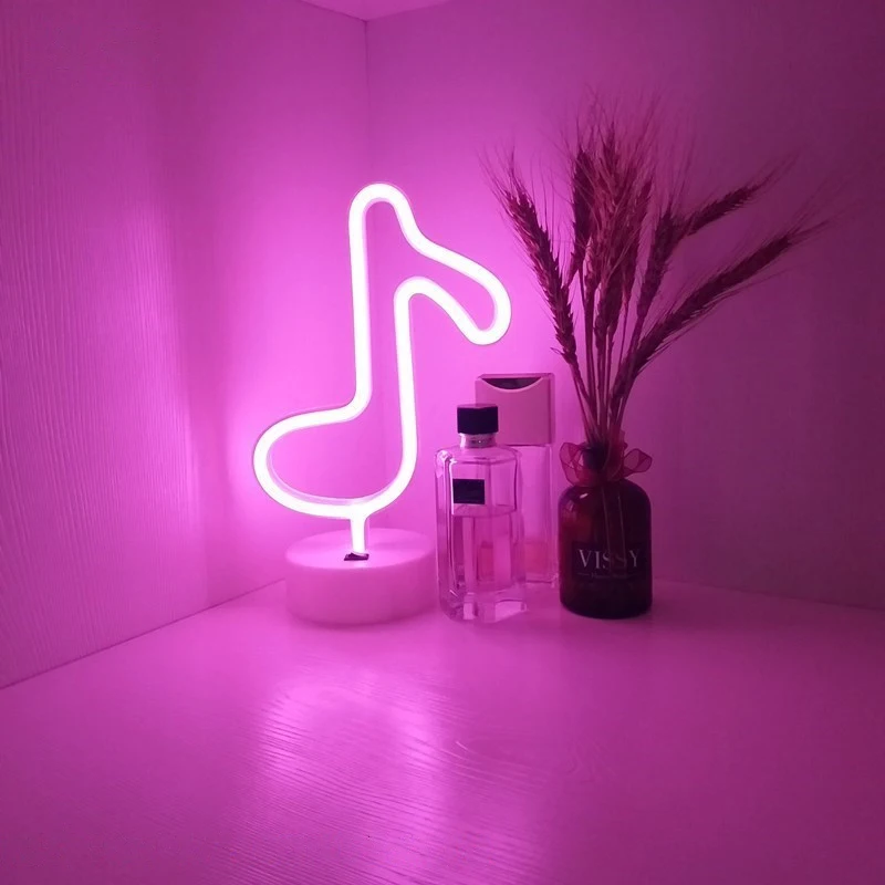 Music Note LED Neon Light Signs, Musical Note Neon Signs Wall USB/Battery Hanging Night Light for Bedroom Halloween Wall Decor