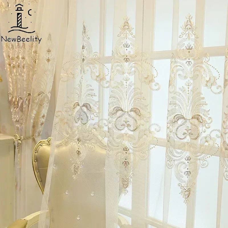 1Pcs Partition Tulle Curtains for Living Room Bedroom Houses Door Window Blackout Decor Luxury Beige Yarn Special Offer Cortinas