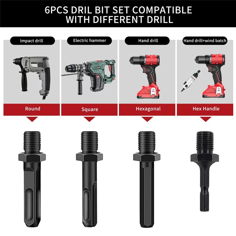 

KYCOR-6 PCS Firewood Log Splitter, 38Mm+50Mm Log Splitter Drill Bits, Wood Log Splitter +4 Handles