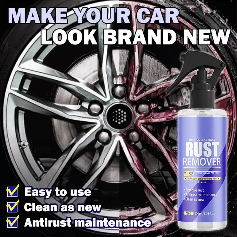 Car Tire Iron Remover 100ml Car Tire Iron Powder Remover Spray Metal Rust Out Instant Remover Tyre Cleaner Spray For Car