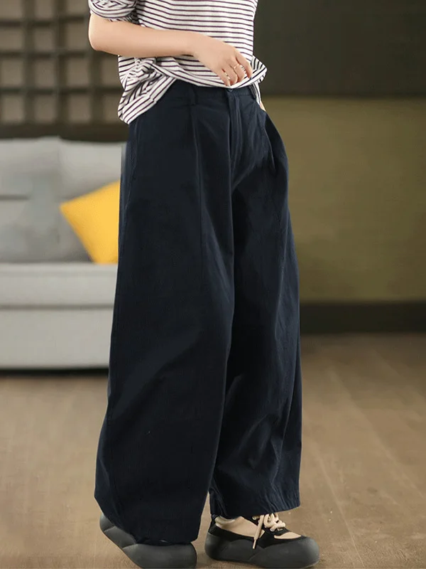 

Loose High Waist Wide Leg Casual Pants Vintage Sle Spring New Arrival Women's plus Size Artistic Trousers Nine Points